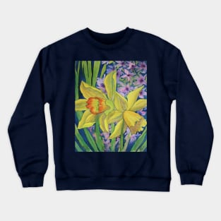 Daffodils & Hyacinths watercolor painting Crewneck Sweatshirt